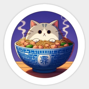 cat in a wok bowl Sticker